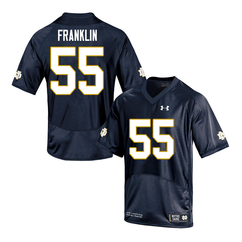 Men's NCAA Notre Dame Fighting Irish #55 Ja'Mion Franklin Stitched College Under Armour Authentic Navy Football Jersey ON10R24HQ